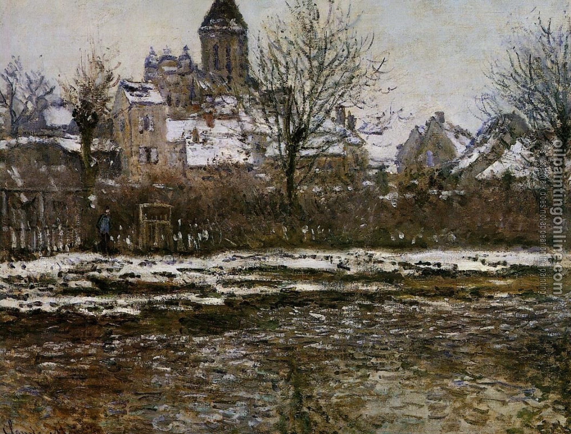 Monet, Claude Oscar - Church at Vetheuil, Snow